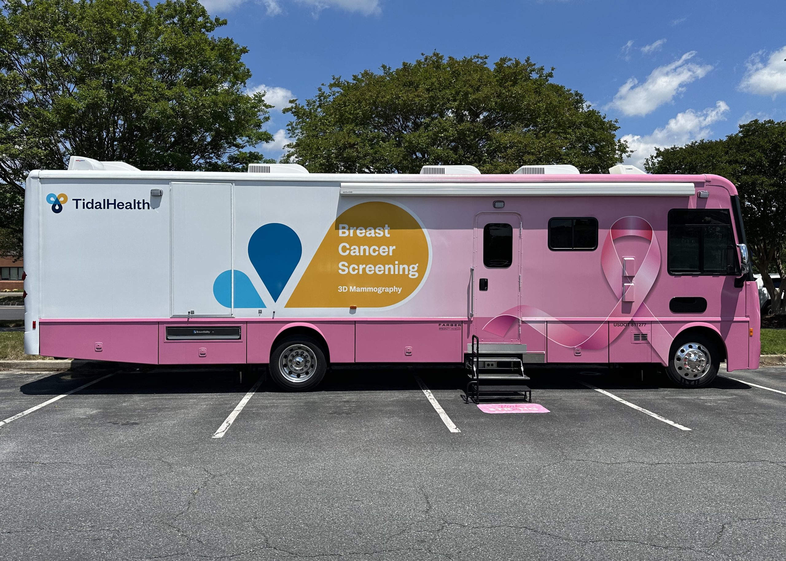 TidalHealth Mobile Mammography 3D breast cancer screening unit parked in a lot