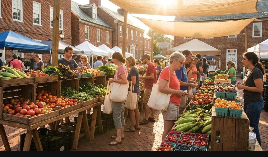 Local farmers market with fresh produce in Delaware
