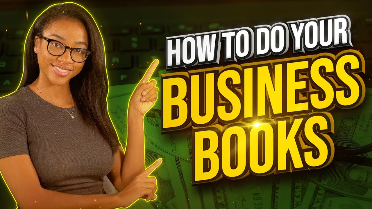 Presenter pointing at text that reads How to Do Your Business Books, from a free QuickBooks bookkeeping basics training