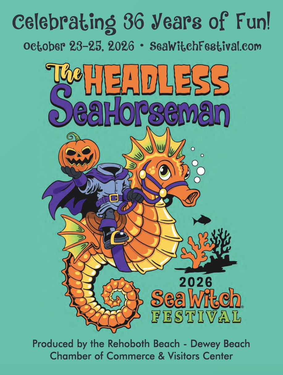 2026 Sea Witch Festival poster featuring the Headless SeaHorseman, Rehoboth Beach, Delaware, October 23–25